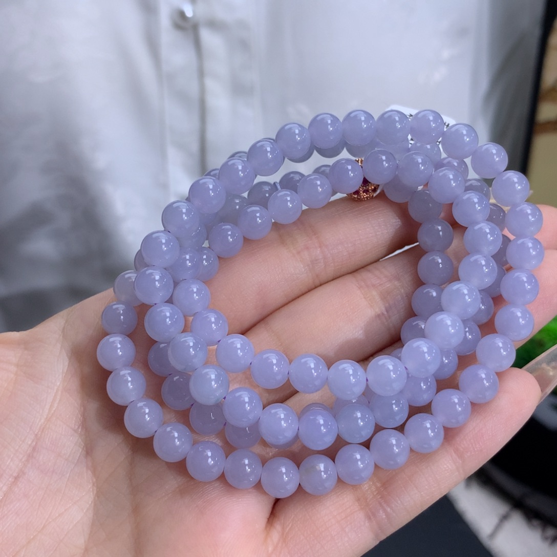 翡翠手链未镶嵌卡6.5冰润胶紫罗兰