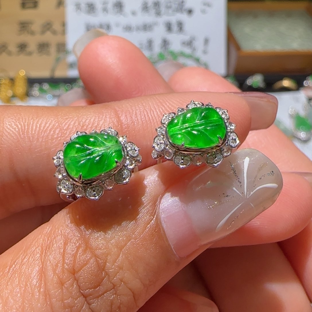 【闪购商品】翡翠耳饰18K金镶嵌缅甸