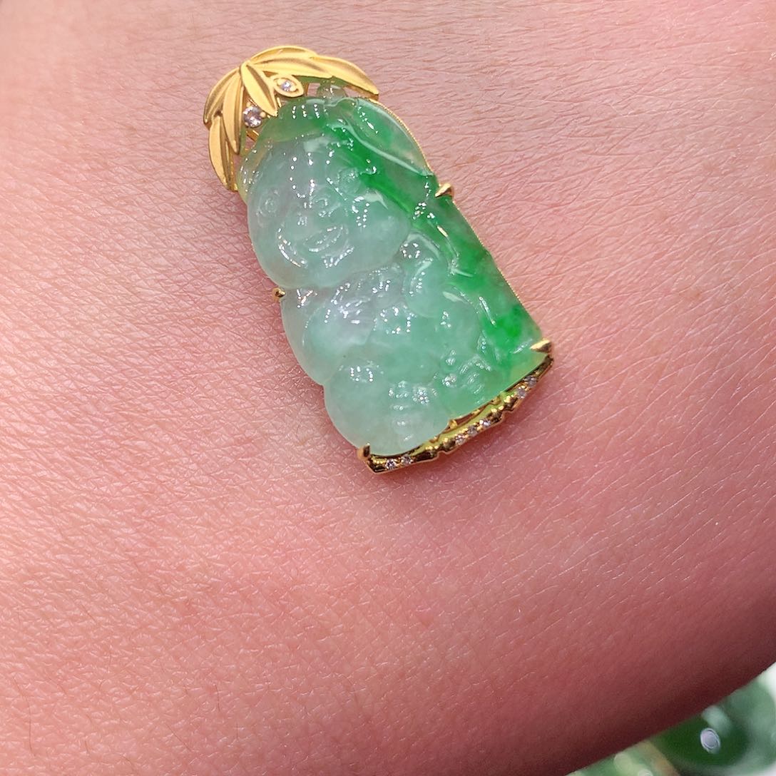 翡翠颈饰18K金镶嵌纯天然