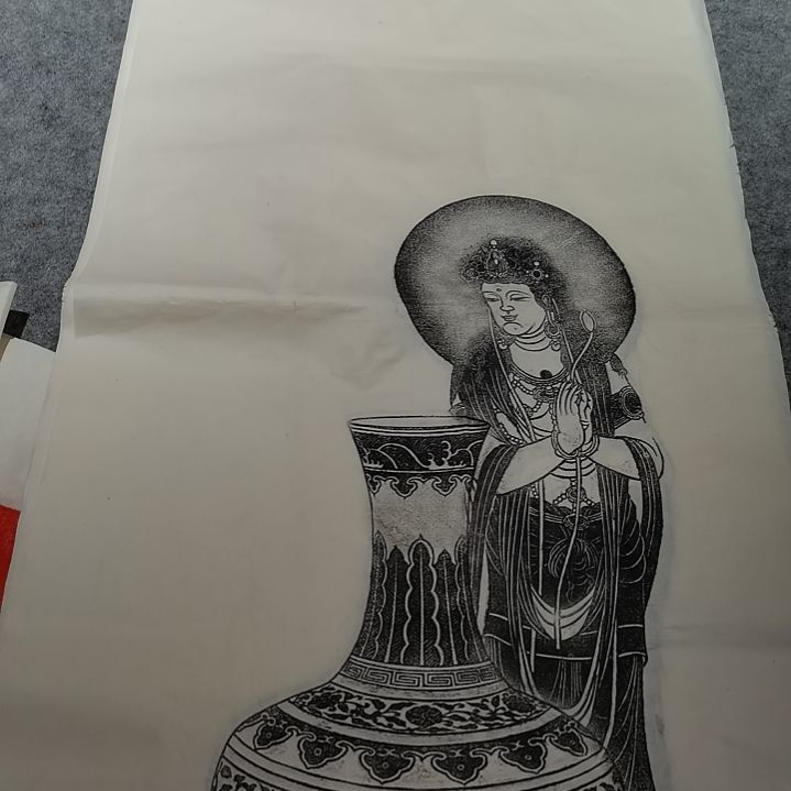 昌化石印石观音拓片一张三尺整纸大尺寸