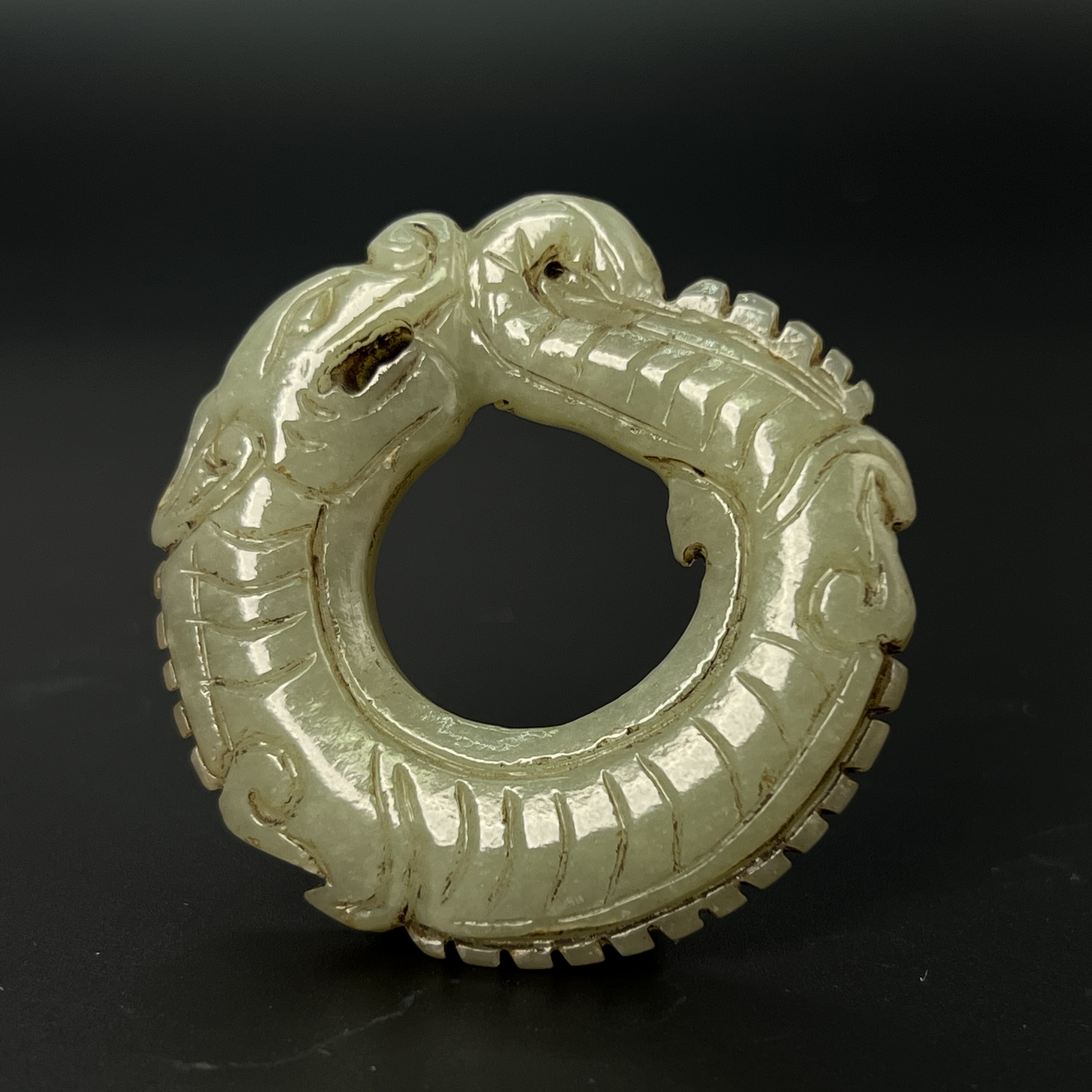 "清晚期和田玉鱼化龙/ DL560209/ 古玩/收藏/德州文物"