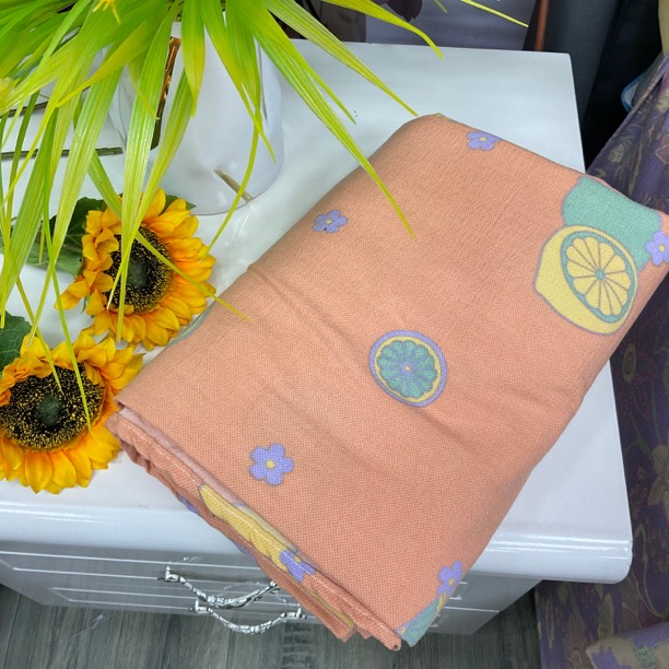 双层纱工艺床单（柠檬-橘）尺寸2米✖️2.3米彩色印花柔软亲肤