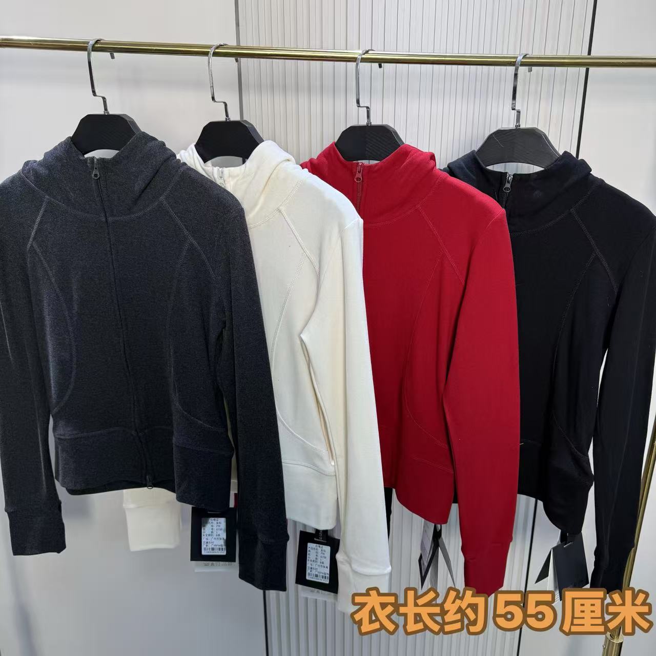 6738连帽拉链轧线洋气长袖T恤