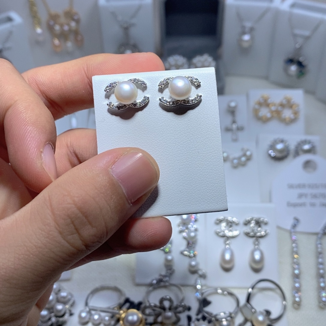 淡水珍珠耳饰银S925镶嵌