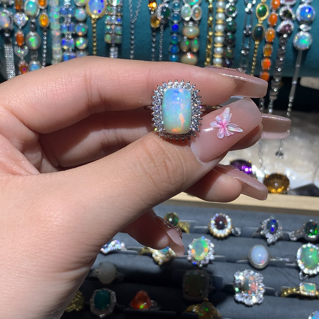 欧泊福利戒指银S925镶嵌