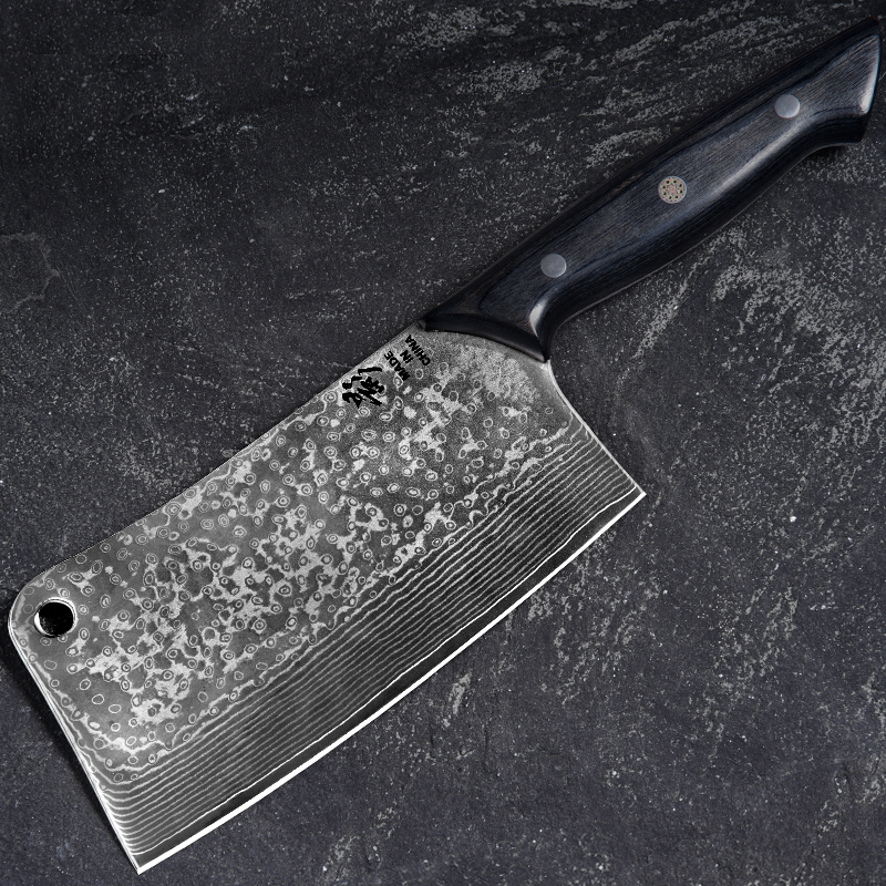 《影》黑彩木木雨滴纹砍切10cr15mov硬度60±62家用刀1