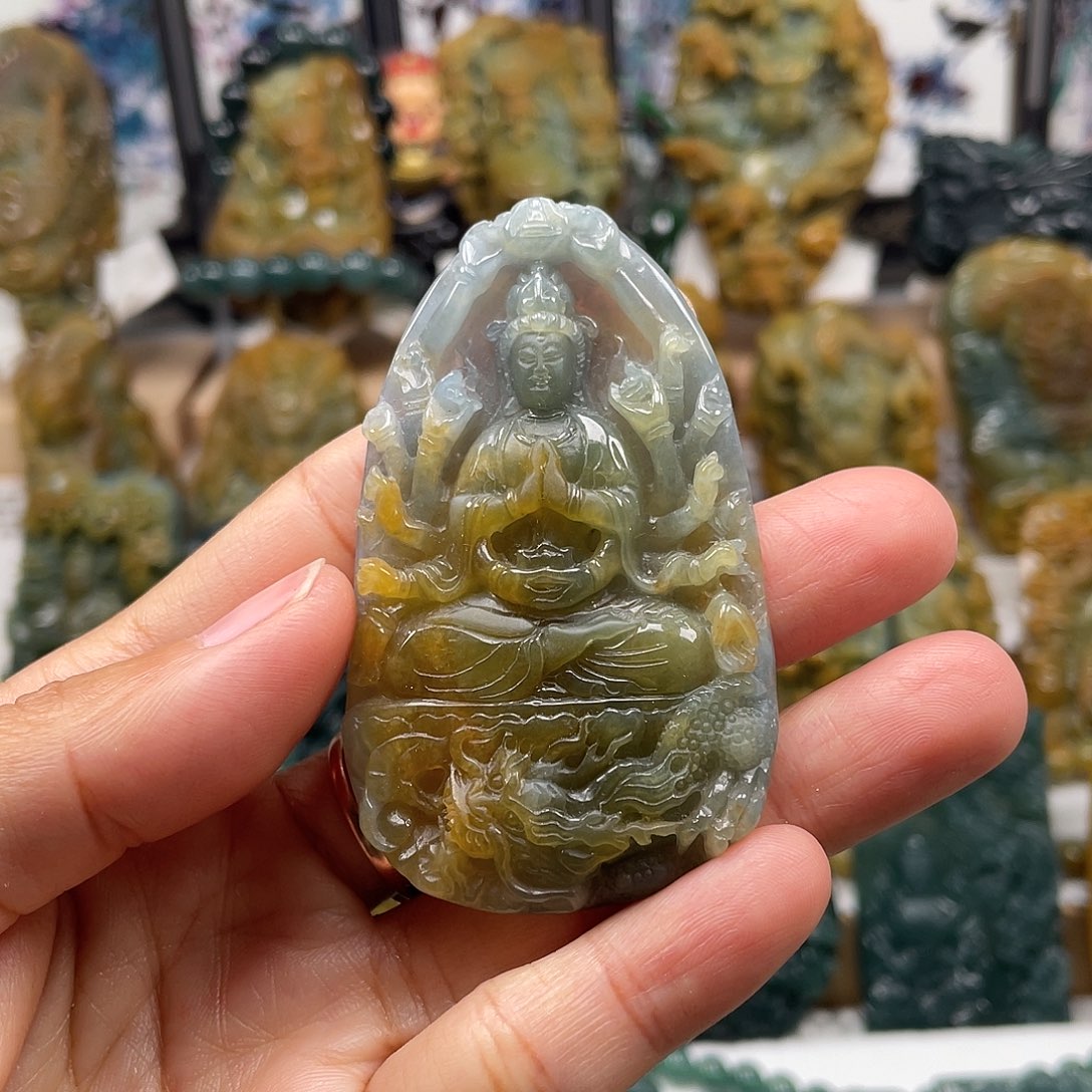 翡翠未镶嵌颈饰天然翡翠a货观音