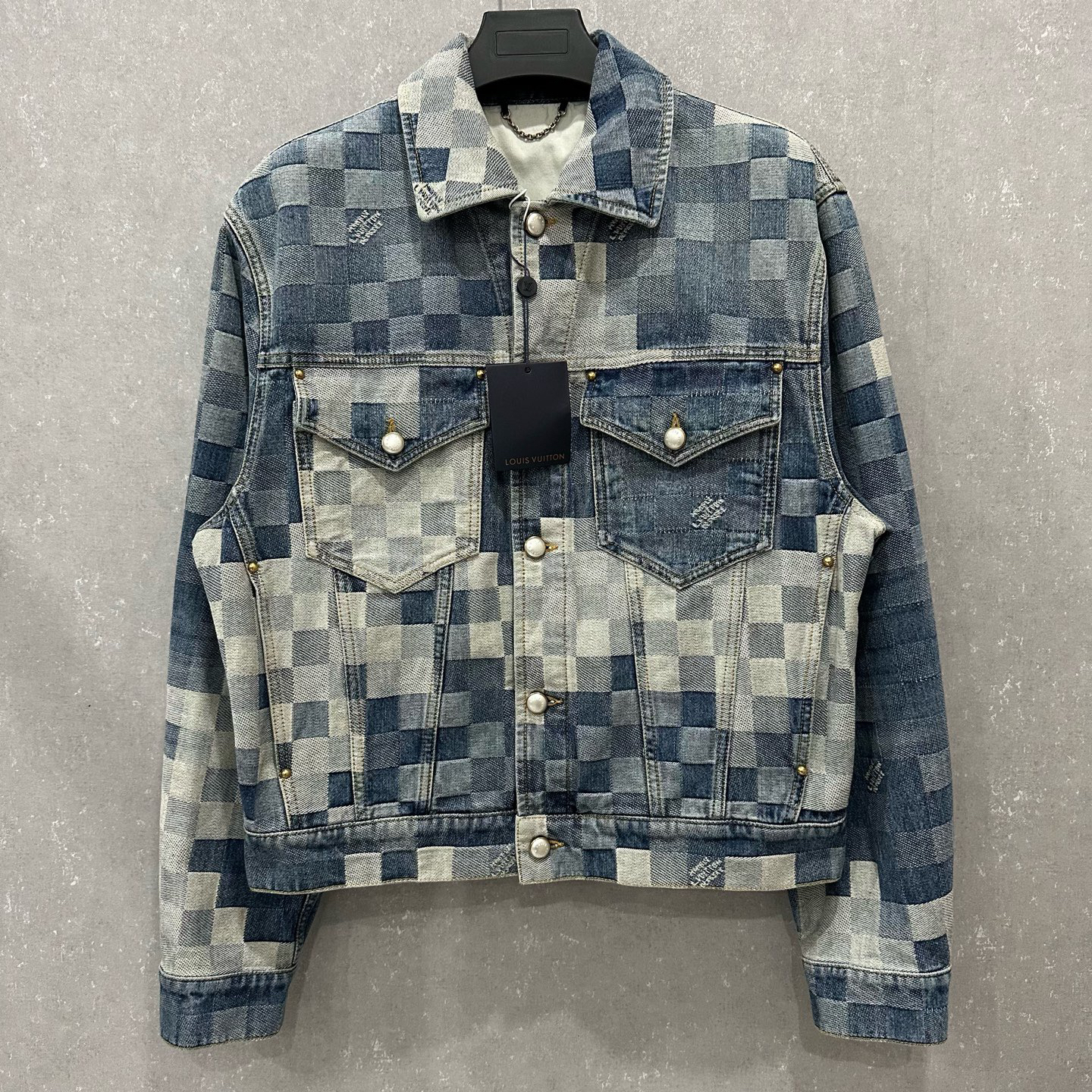 未使用 LouisVuitton/路易威登 棋盘格满印牛仔夹克48码/006501