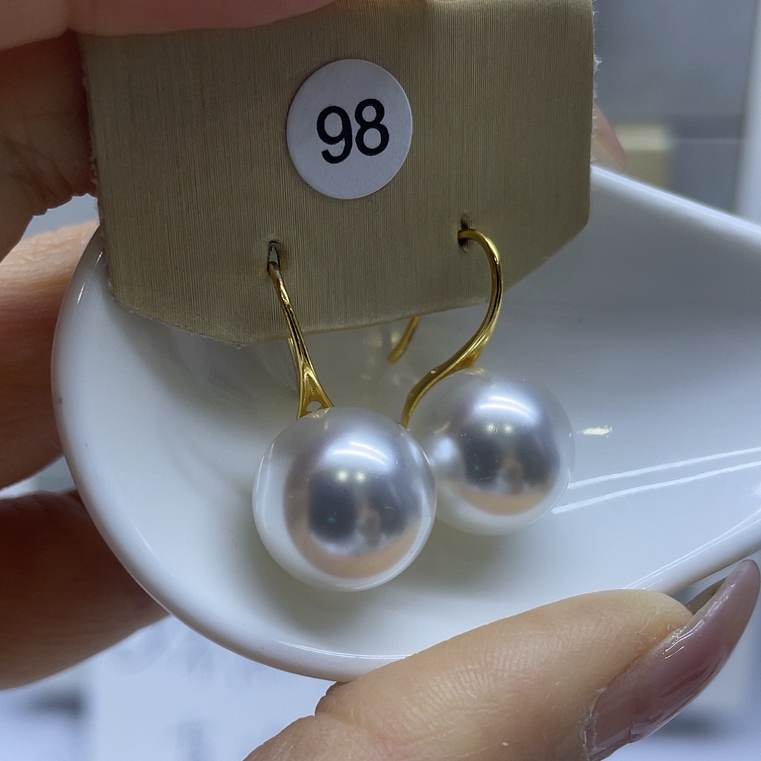 耳饰银S925镶嵌淡水珍珠