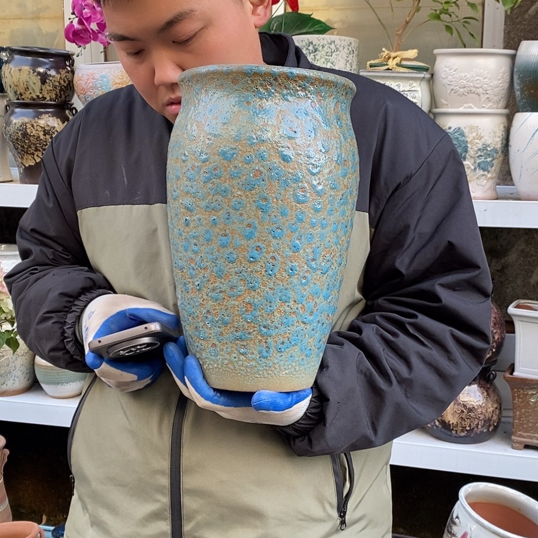 紫砂花盆口19高33正品