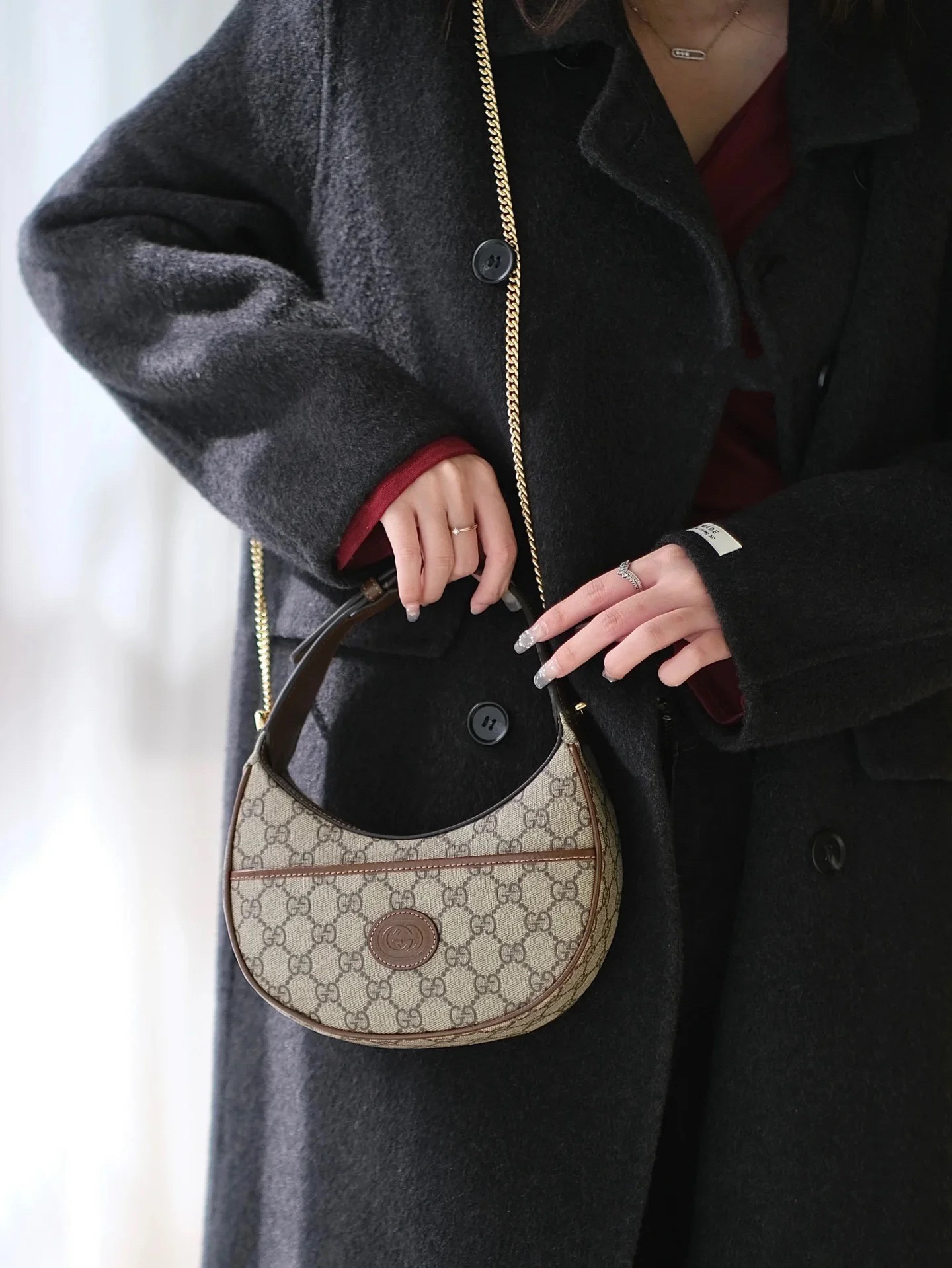 95新 GUCCI/古驰 多宝二奢/59616/老花月亮斜挎包