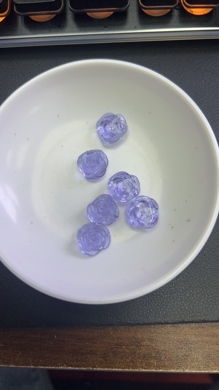 天然水晶配件 紫水晶玫瑰花Y2396  1个