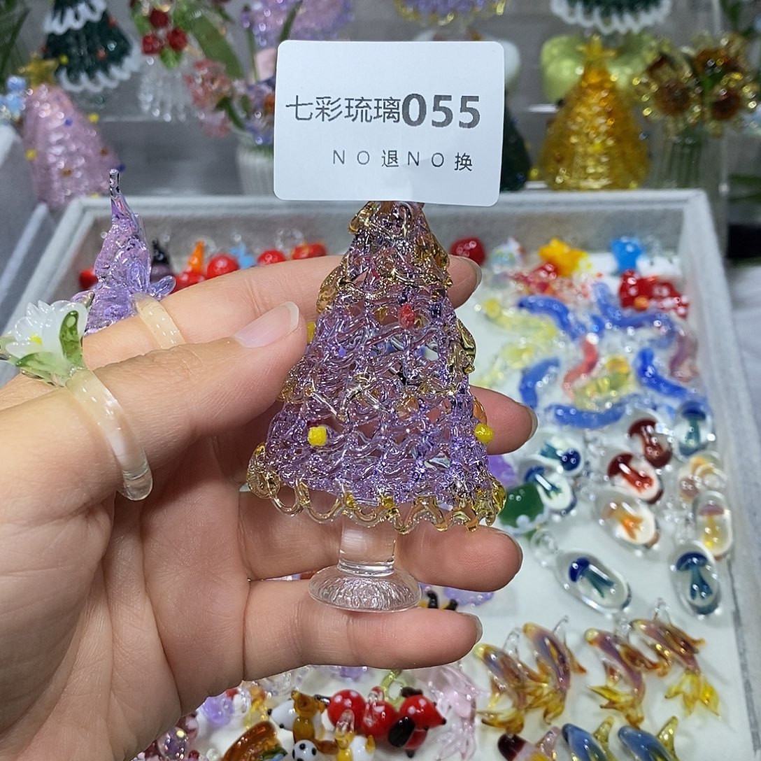 樱***挞吊坠（不含链）玻璃55圣诞树紫色