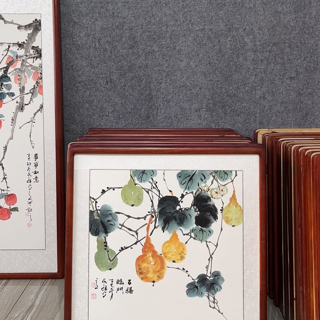 国画书画作品带框63×63