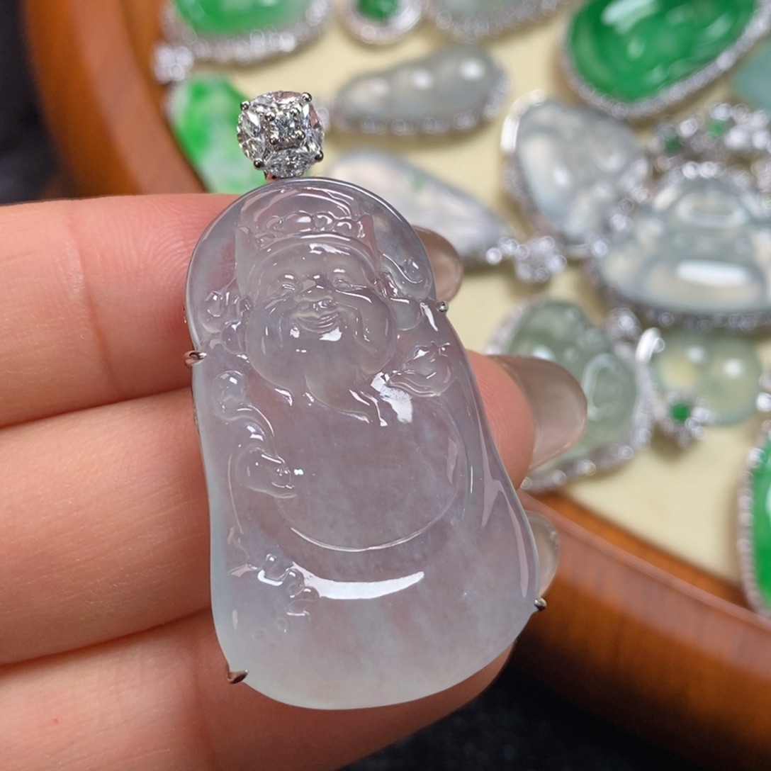 翡翠吊坠(赠链)18K金镶嵌