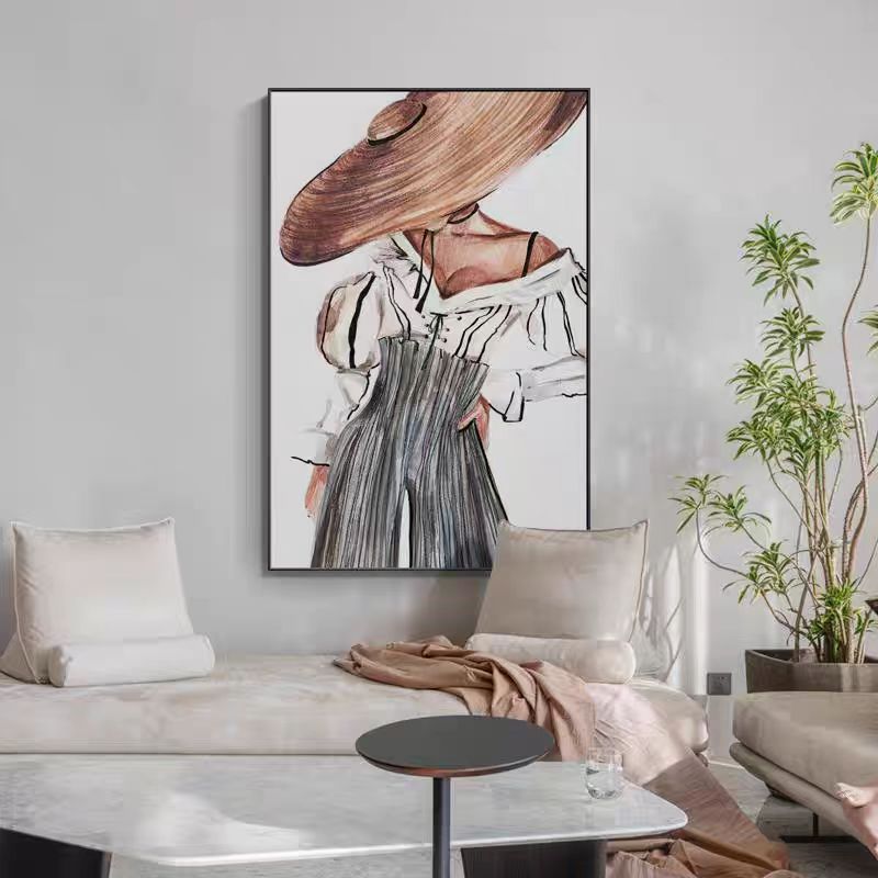 现代简约客厅沙发肌理金沙装饰画入户抽象人物挂画卧室壁画16080