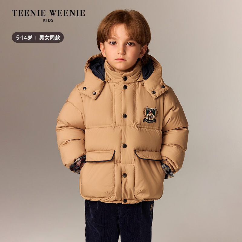 TeenieWeenie Kids小熊童装25年新款冬男女童连帽三防羽绒面包服