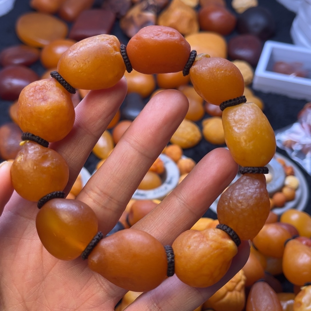 琥珀裸石未镶嵌天然蜜蜡手串