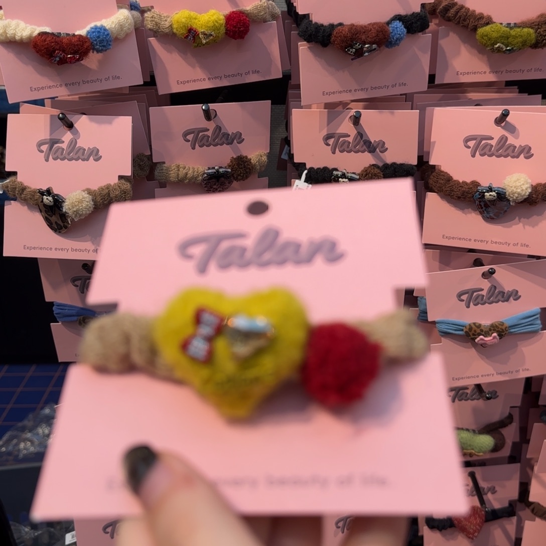 布艺铁合金黄爱心发圈