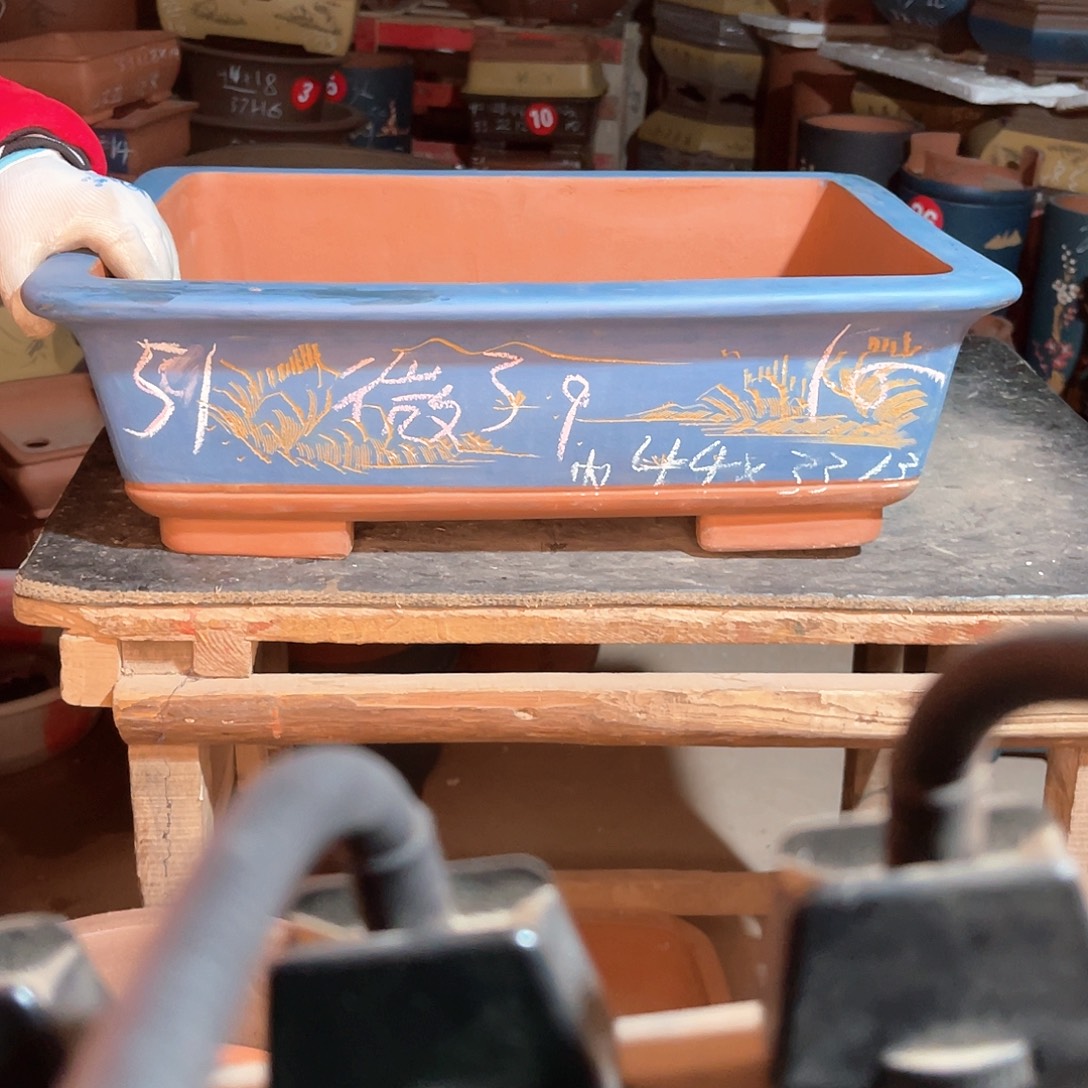 紫砂花盆长方盆一个