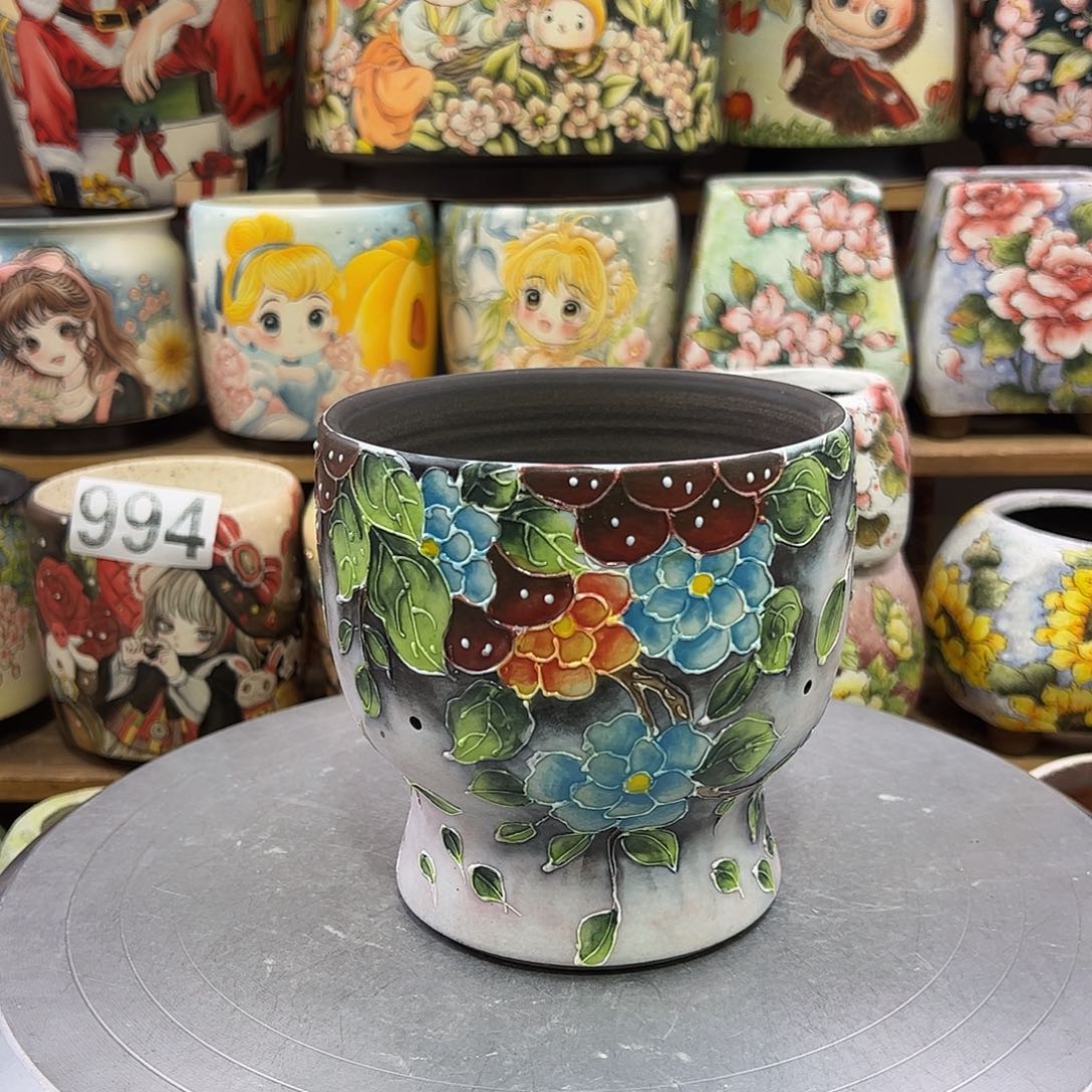 景德镇炫彩手绘口12高12.5