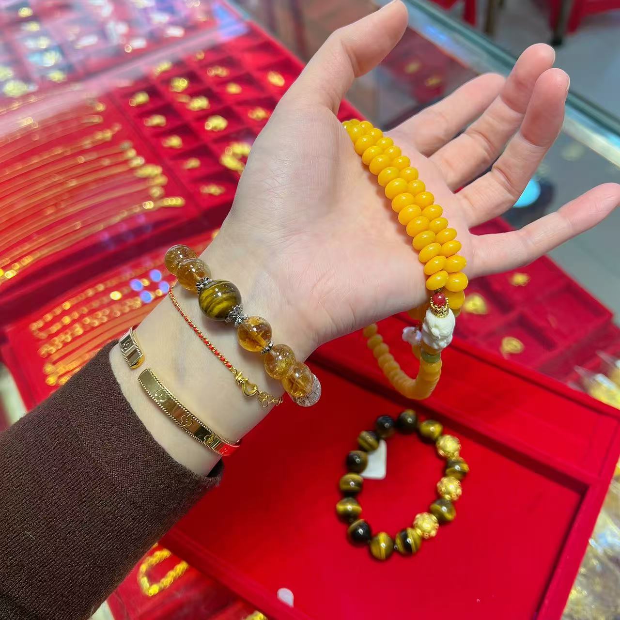 925银手链 旺莱 902 黄啊米拉黑超七虎y银配件手串 凤选