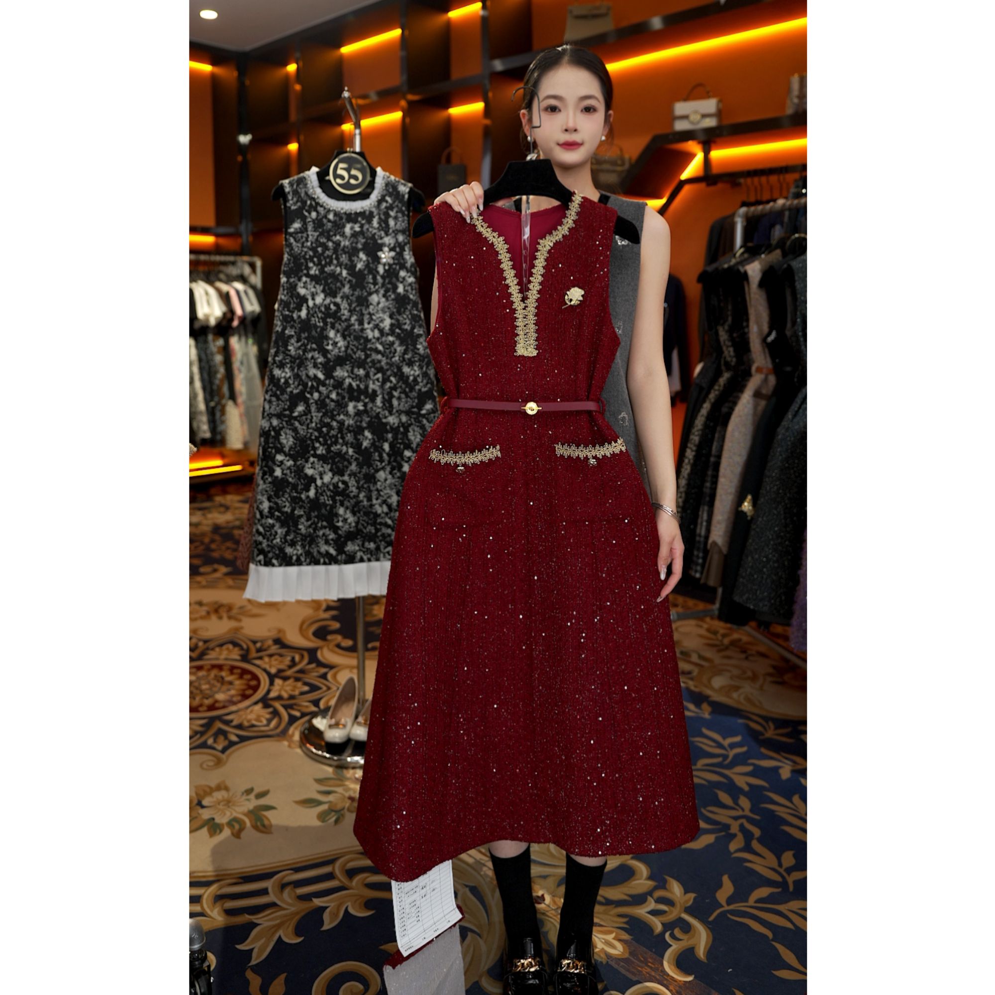 【宠粉价】法式赫本轻奢时尚气质无袖设计连衣裙NH-WX353