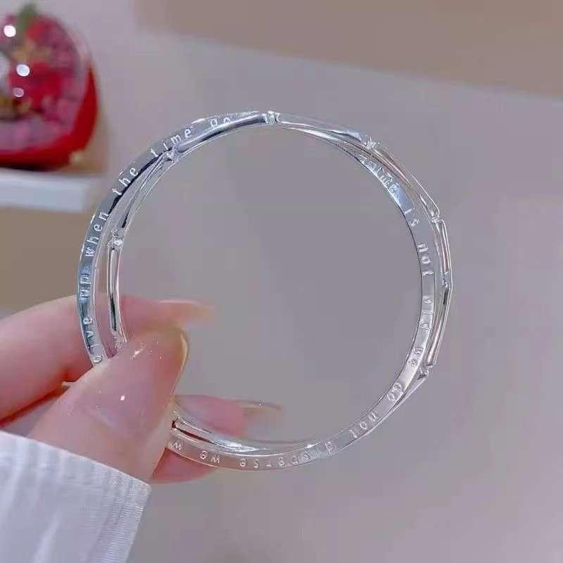 B32【约33g4MM】999.9银竹节双环实心闭口手镯A44C49