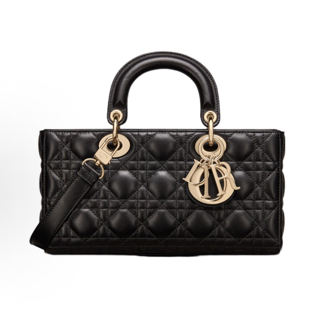 99新 DIOR/迪奥 DIOR迪奥 LADY D-JOY戴妃横版中号黑金小羊