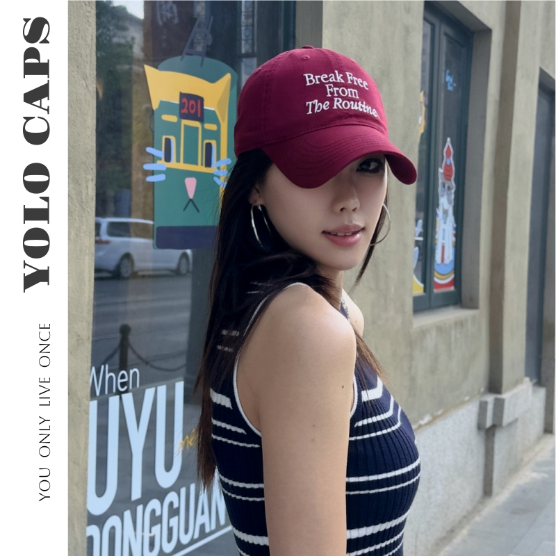 【东大门韩版BF】英文刺绣加长深顶大头围鸭舌帽软顶弯檐显瘦棒球帽
