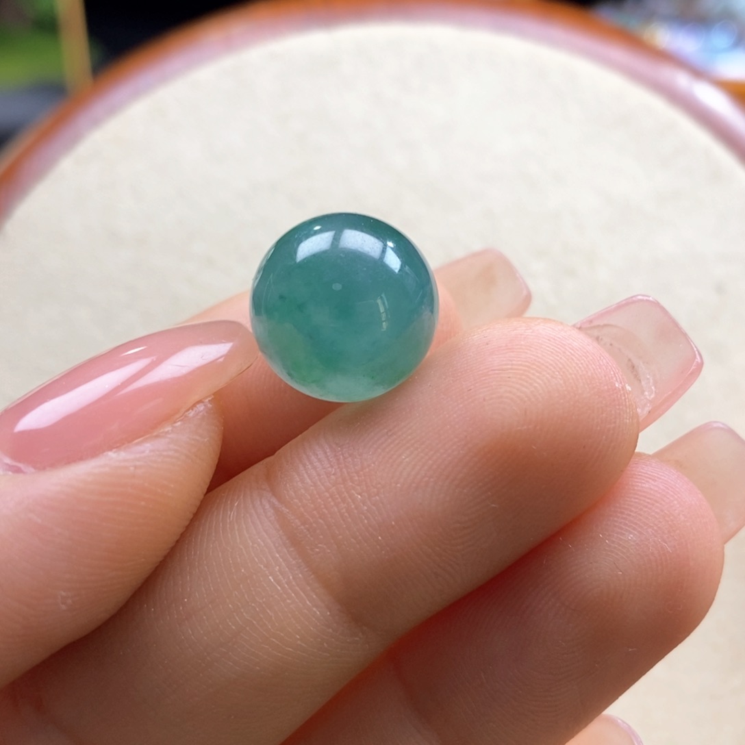 翡翠未镶嵌吊坠(不含链)翡翠蓝底飘花圆珠