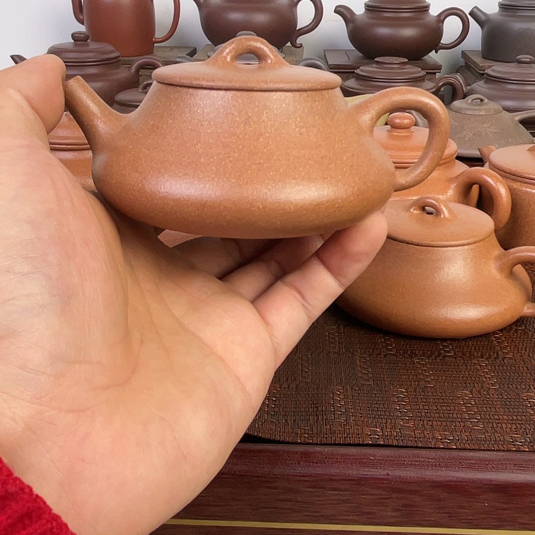 紫砂茶壶完美全手桃花泥楚瓢