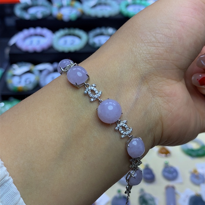 翡翠手链银S925镶嵌翡翠