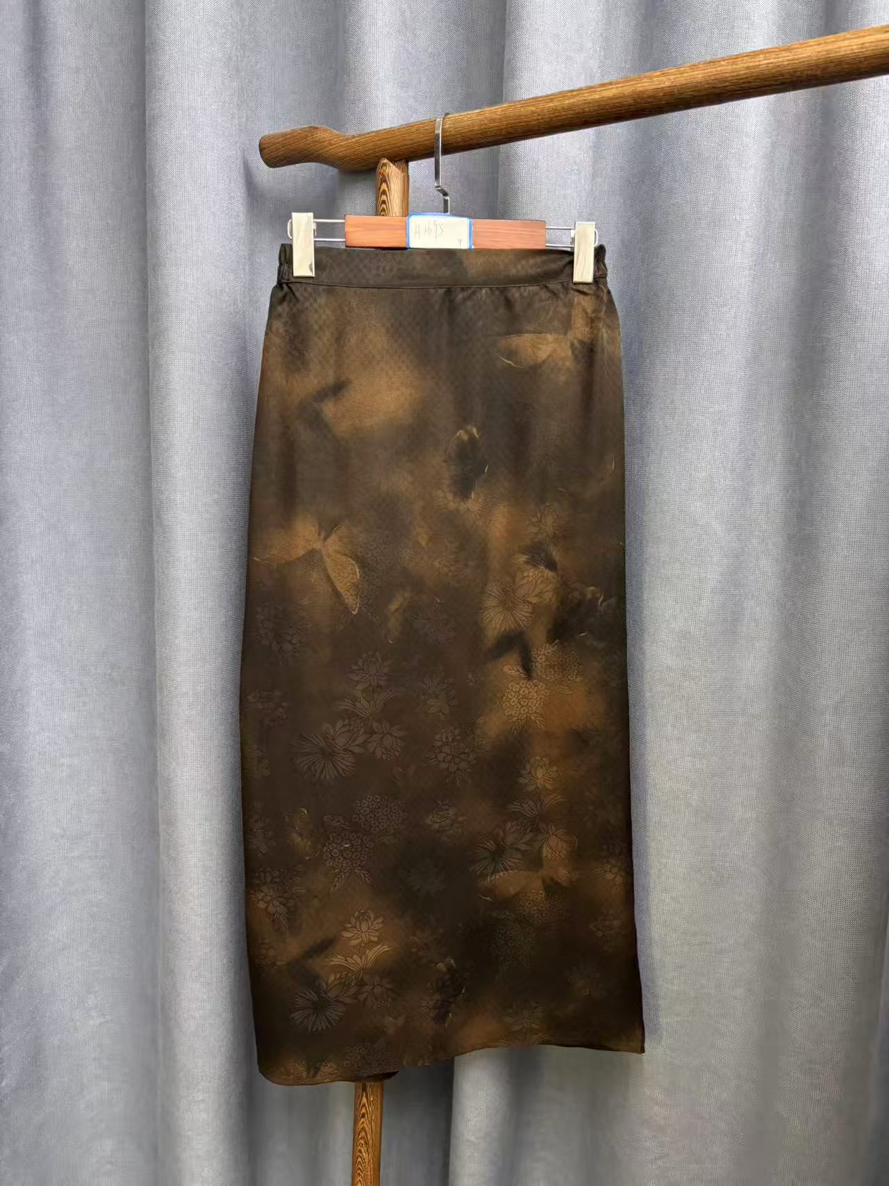 2024秋季新款复古休闲百搭桑蚕丝香云纱半身裙H1695