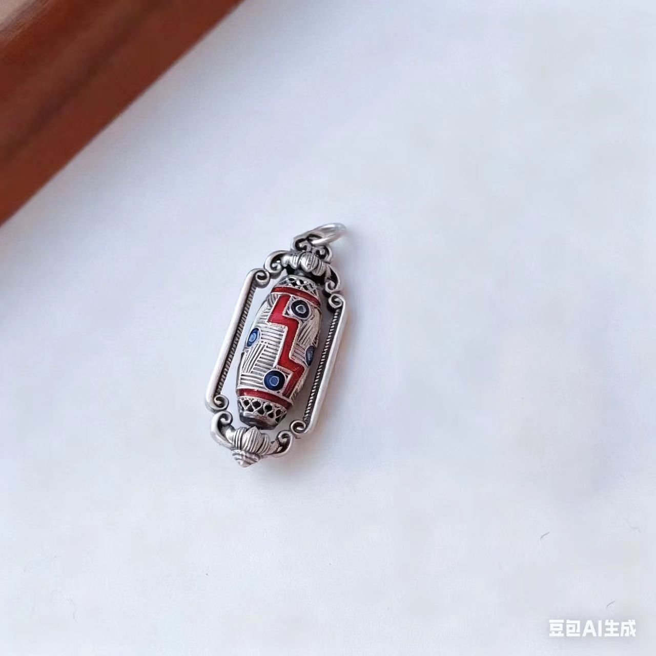 吊坠足银 【如意】足银九眼转运珠吊坠新款正品时尚烧蓝发财银制品