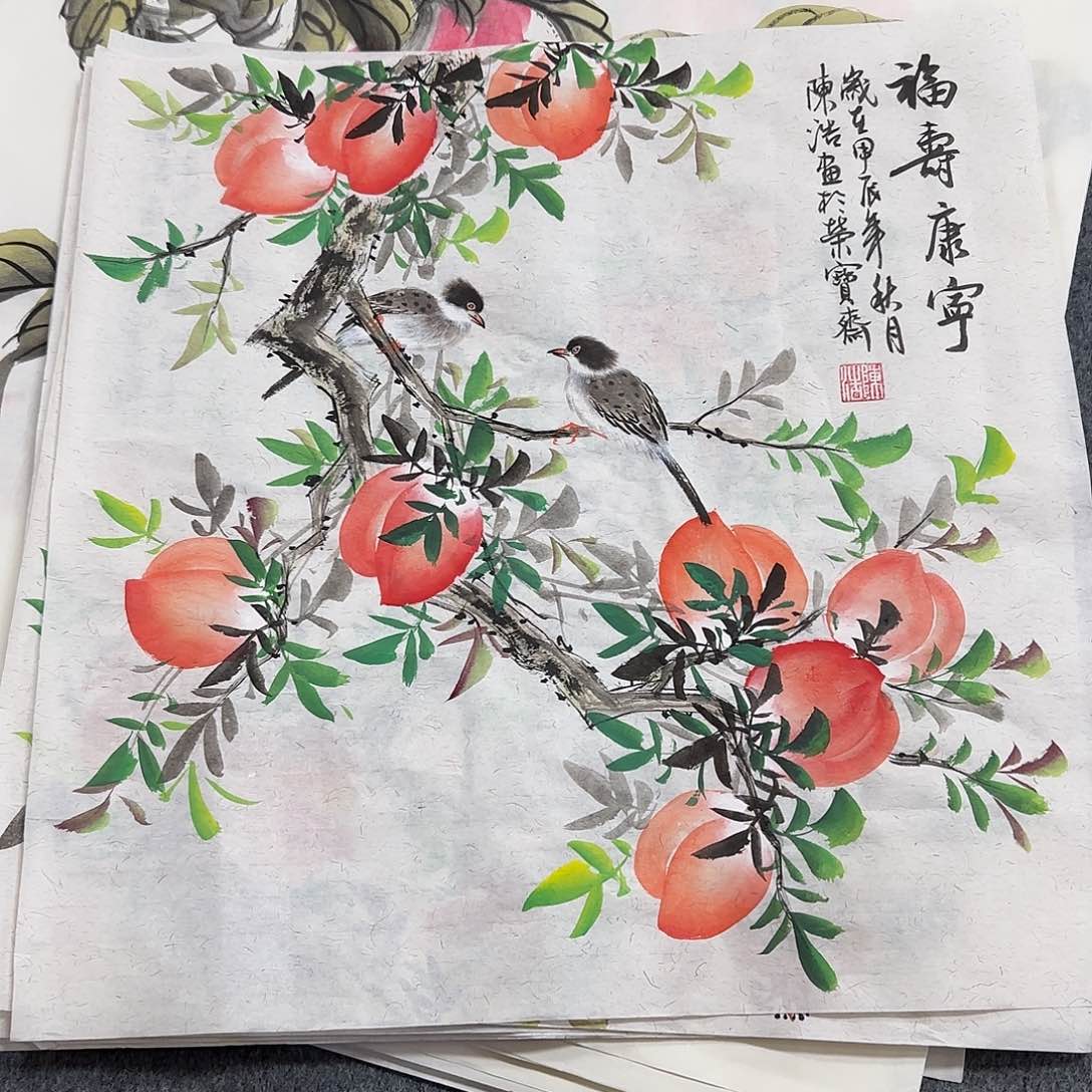 国画尺寸50x50纯手绘作品 