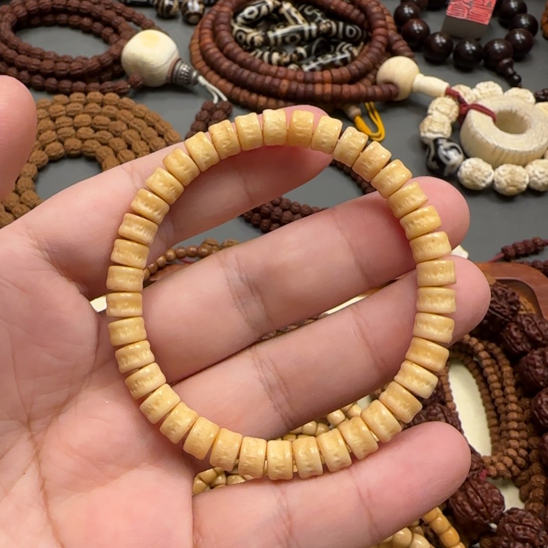 白玉菩提手串【龙脊菩提】雕刻嘎7.5×5mm