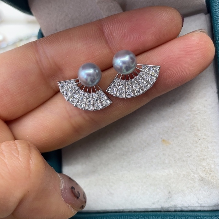 海水珍珠耳饰银S925镶嵌