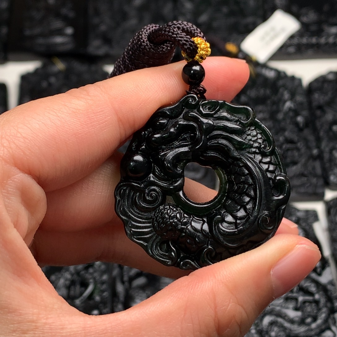 天然缅甸a货钢琴黑挂件