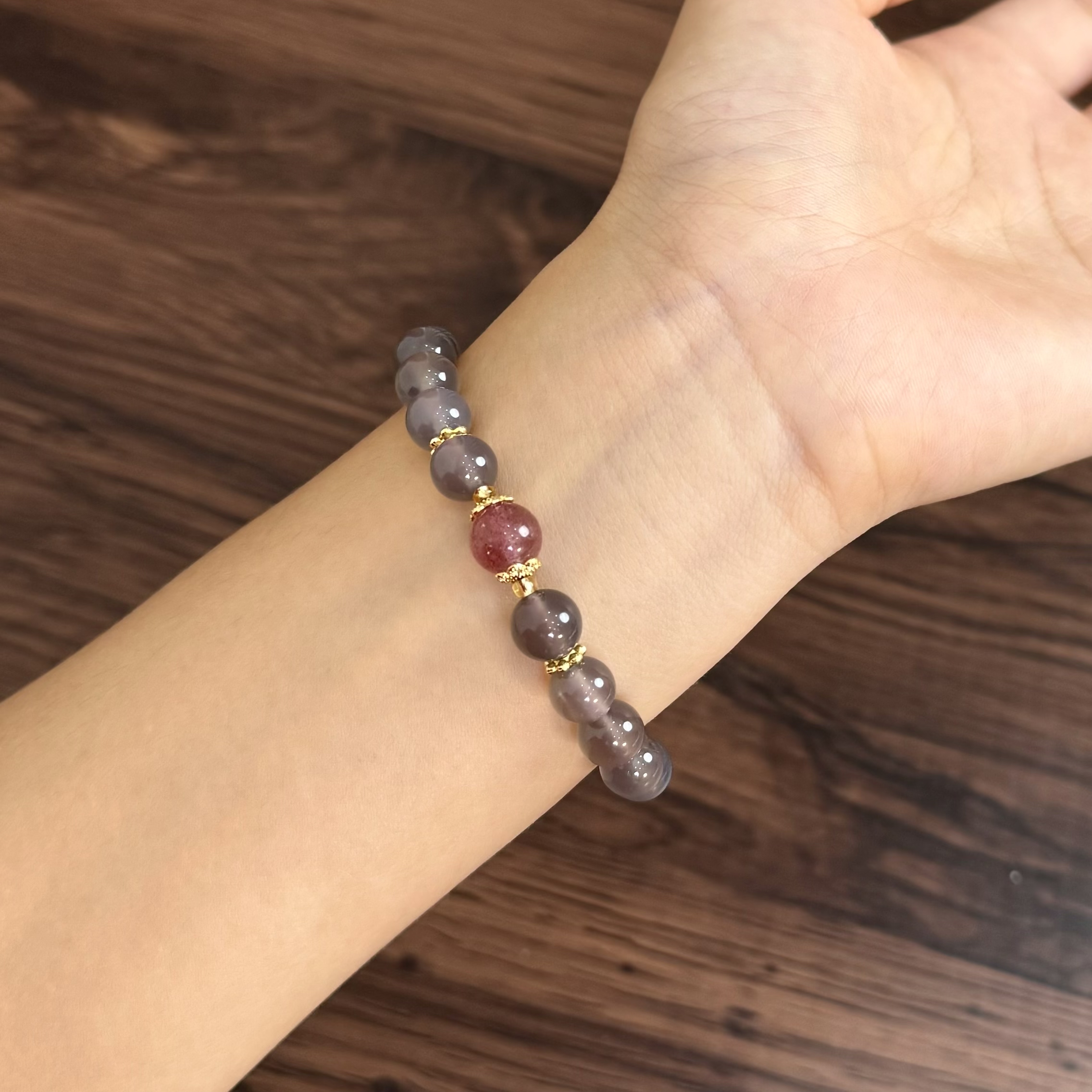 灰玛瑙手串百搭草莓晶简约气质手链 （多样性发一件） B-110