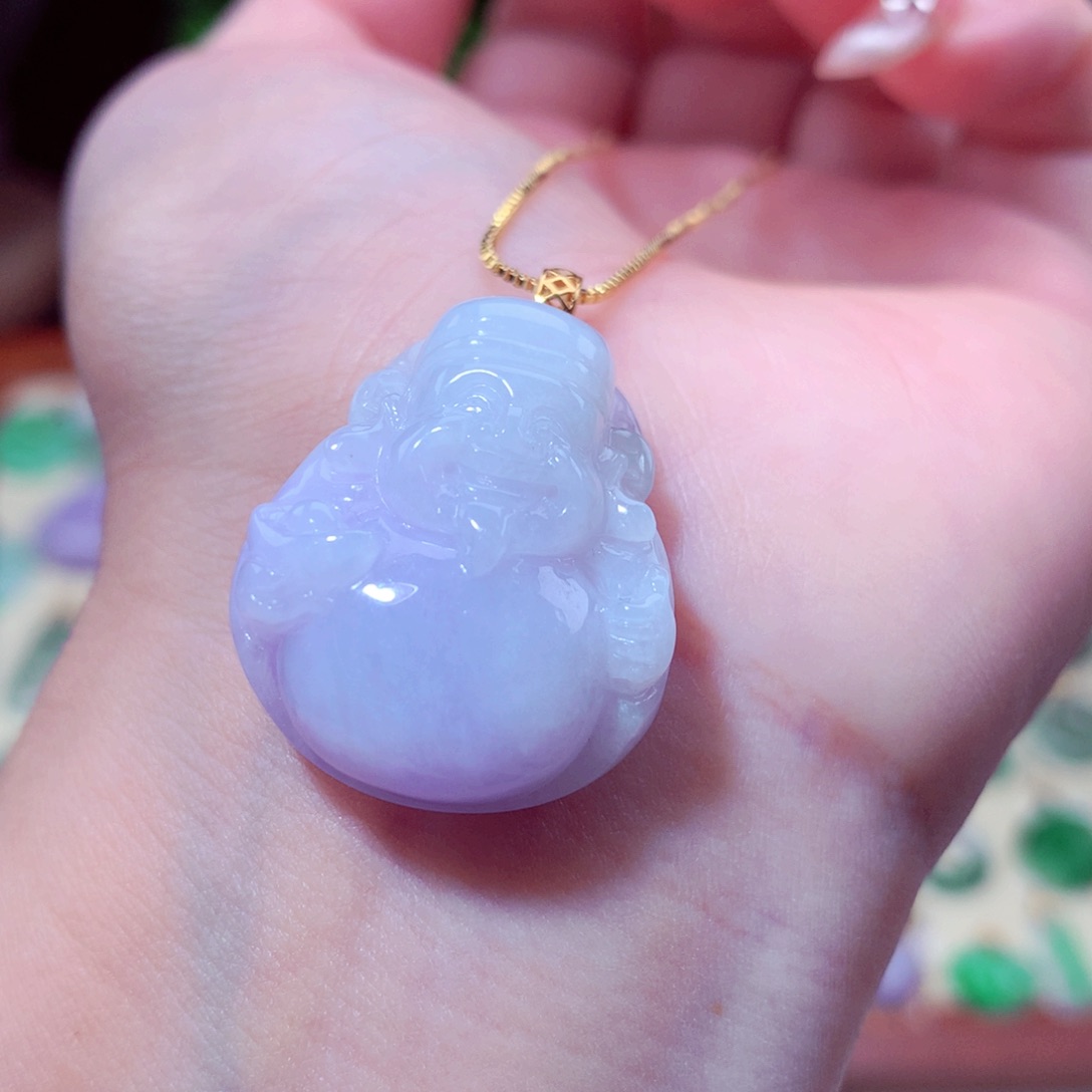 翡翠吊坠(不含链)18K金镶嵌