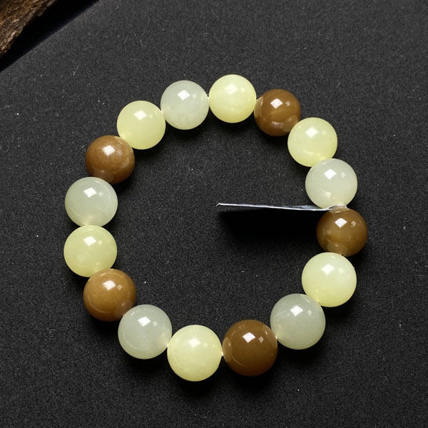 天然和田玉多宝手串12mm且末单圈女士