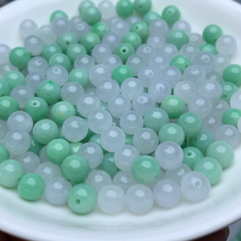 【闪购商品】翡翠手链未镶嵌卡6.6冰绿白5个