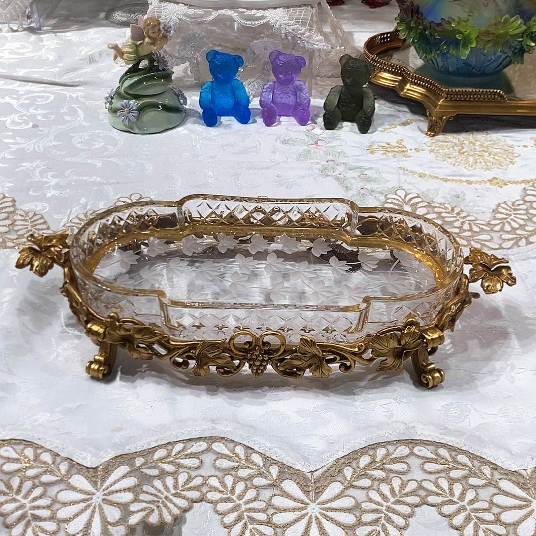 摆件F3222铜配波兰水晶收纳盘果盘