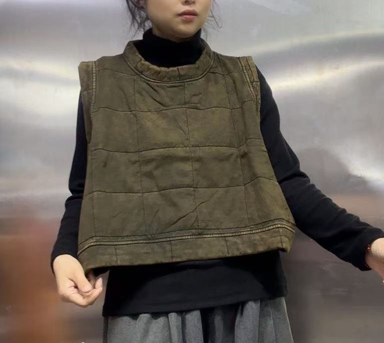 压棉压格百搭棉马夹088825