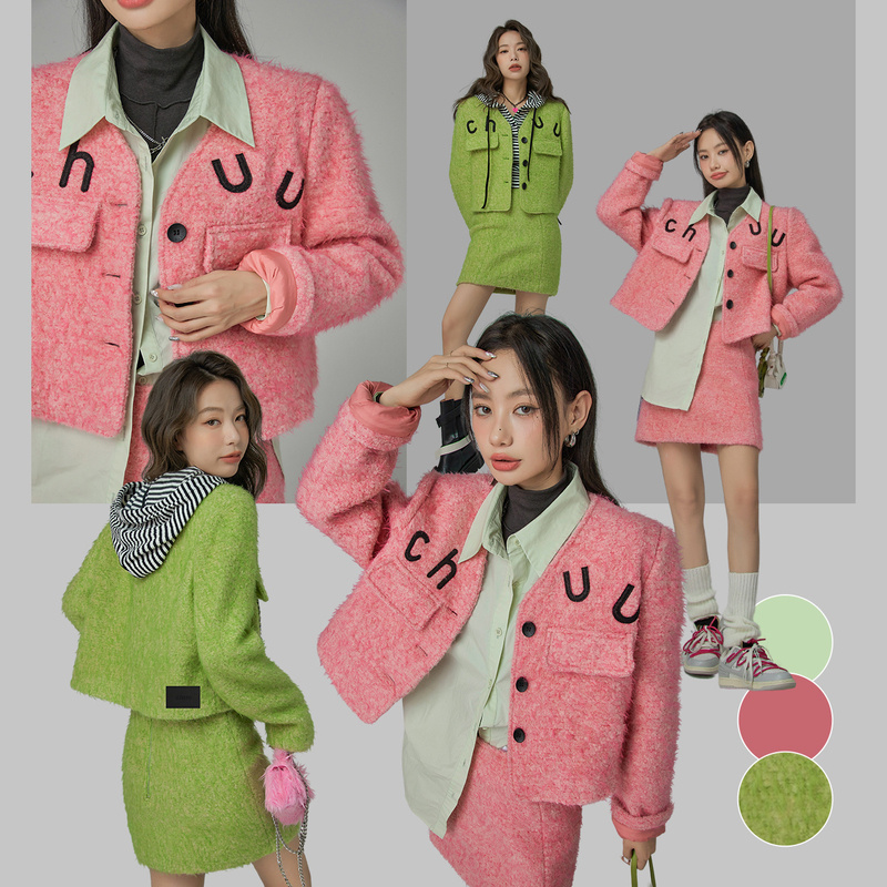 4311【金拐子专属】CHUU小个子短款外套女时尚气质呢大衣-Y