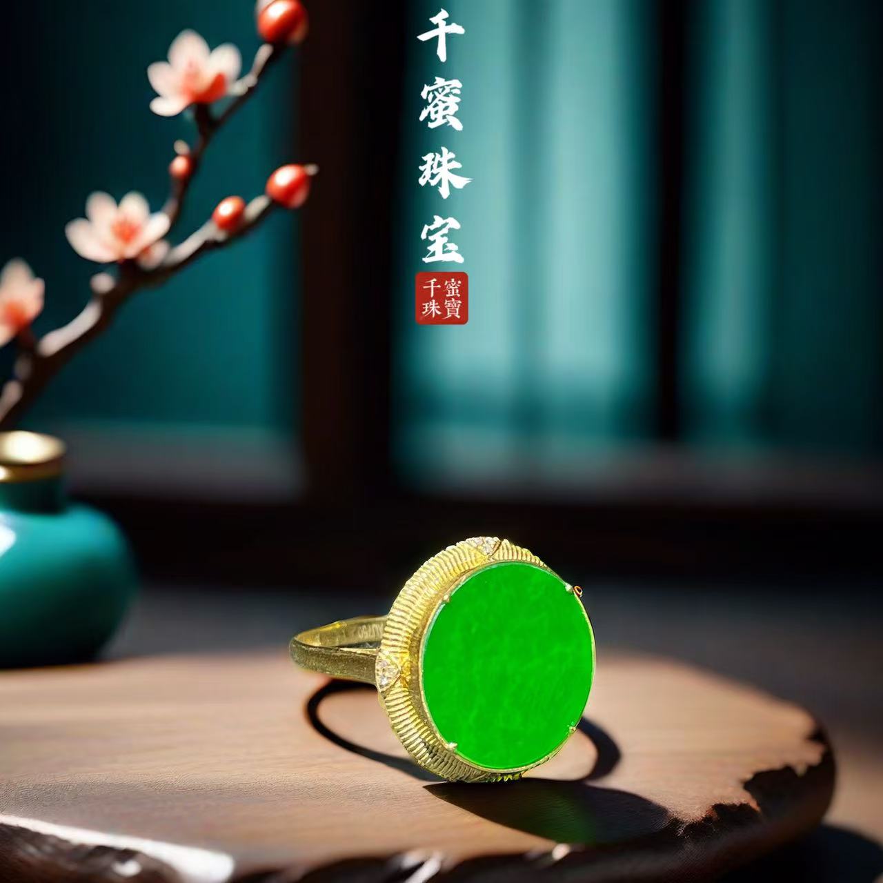 18K天然缅甸A货翡翠四平八稳戒指6H11711