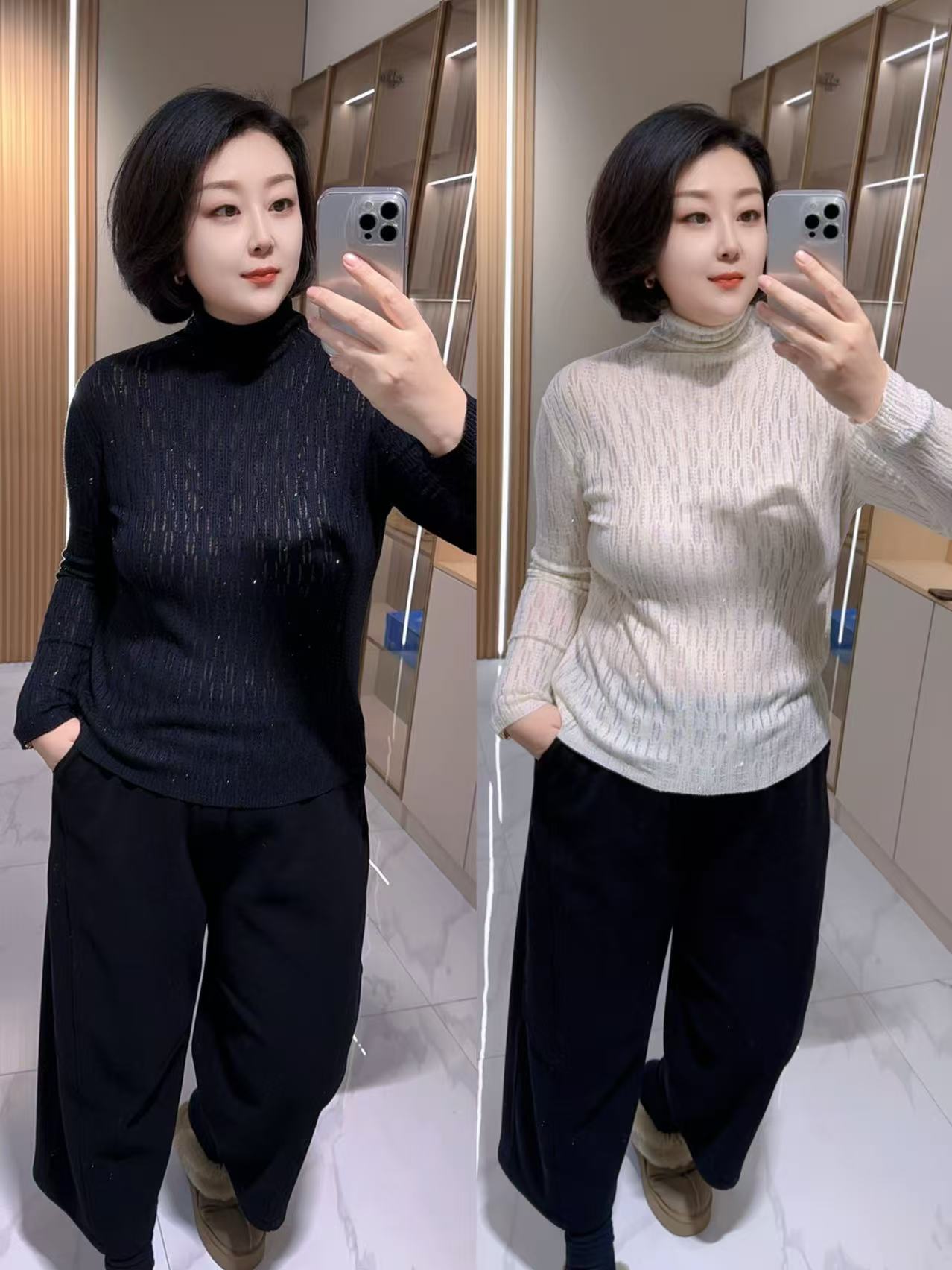 【聪姐推荐】5122百搭款重工高领针织打底衫（衣长62，胸围114有弹力）