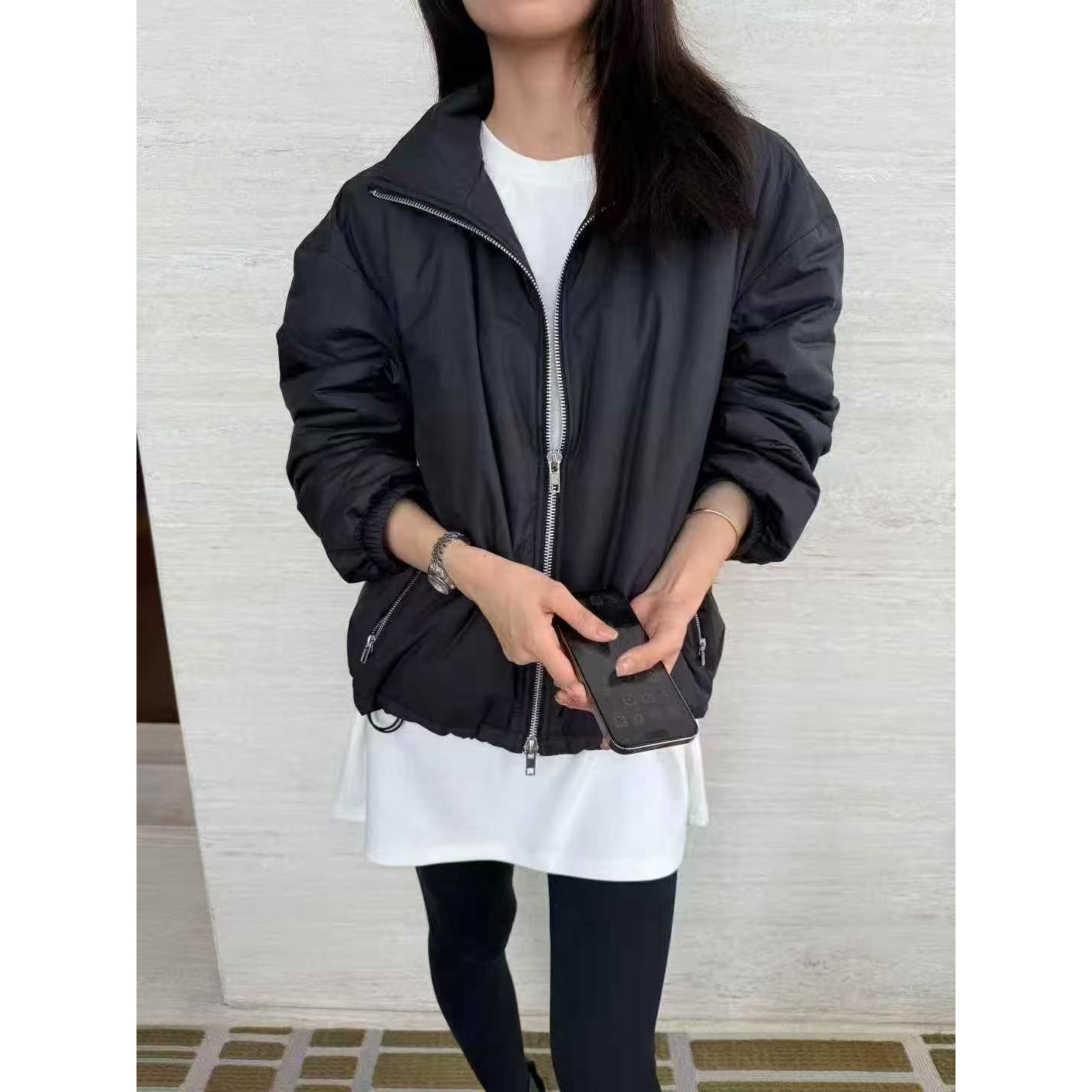 摩登 福（1md1f991#）立领的！双拉链内里加绒极简夹克外套11-25