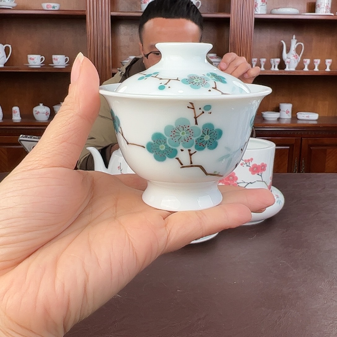 瓷翠竹绿梅两才盖碗（福利款）